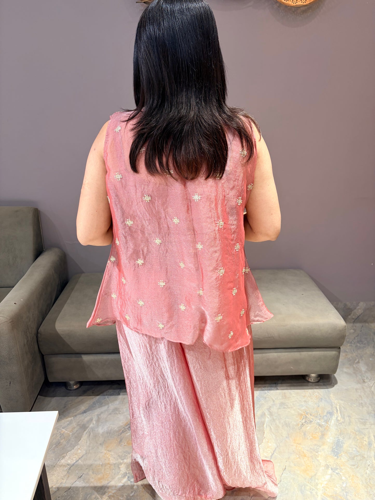 Glass Tissue Pinkish Indo western