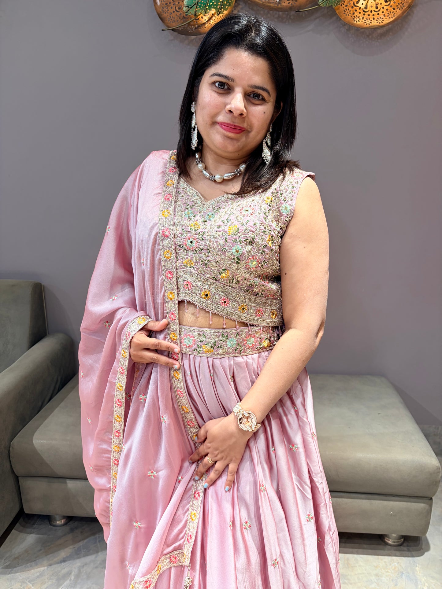 Onion Pink Heavy Work Silk Choli – Festive & Bridal Wear