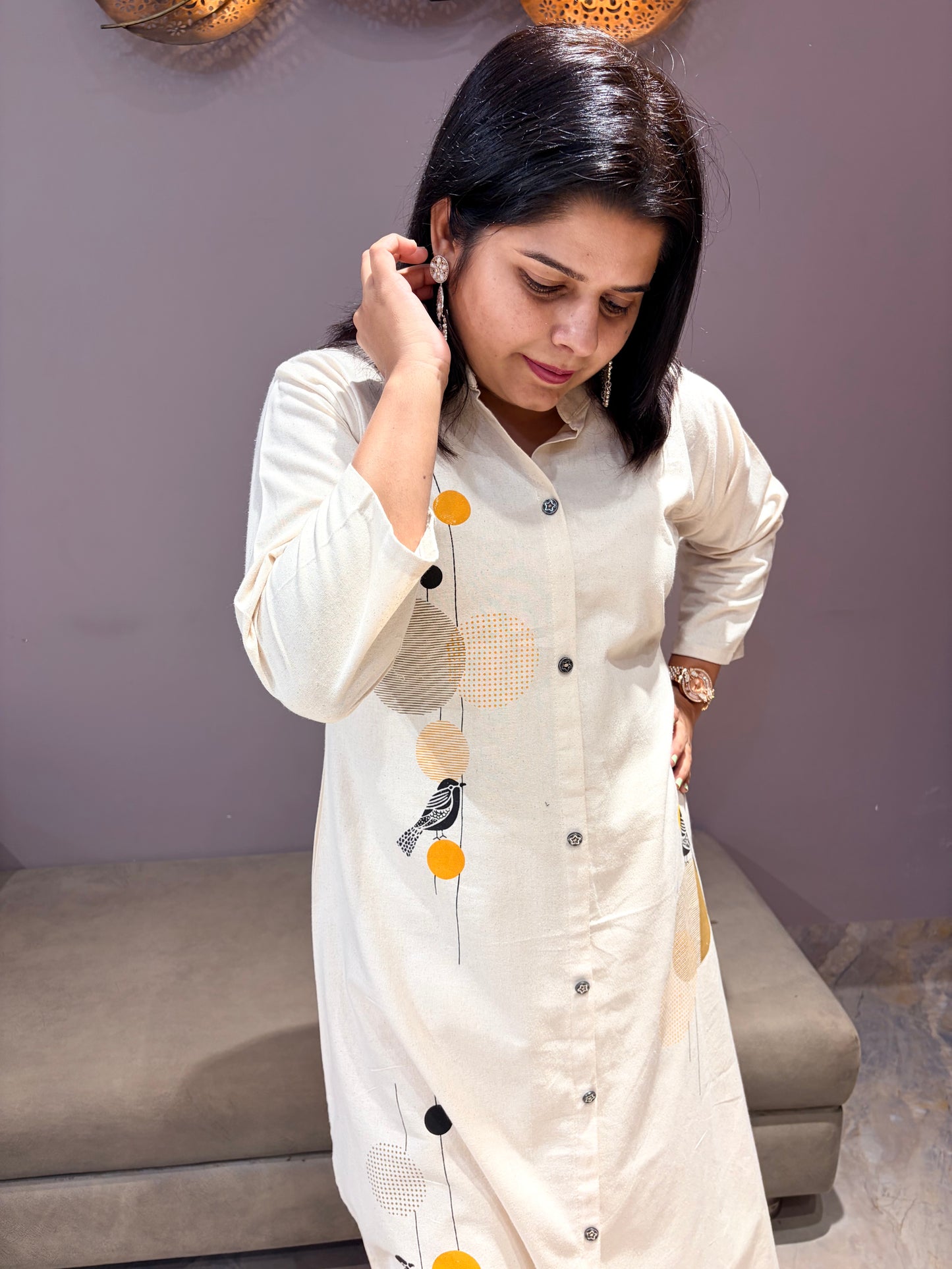 Cream Pure Khadi Cotton Designer 2 pc