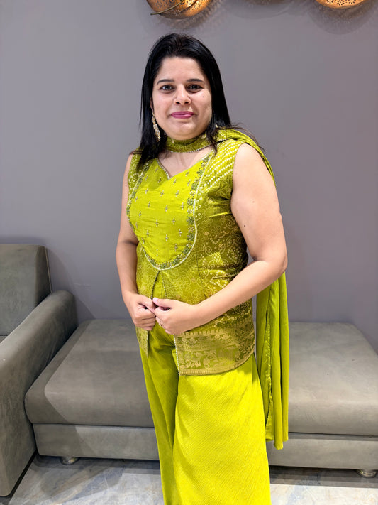Liril Green Party Wear Indowestern