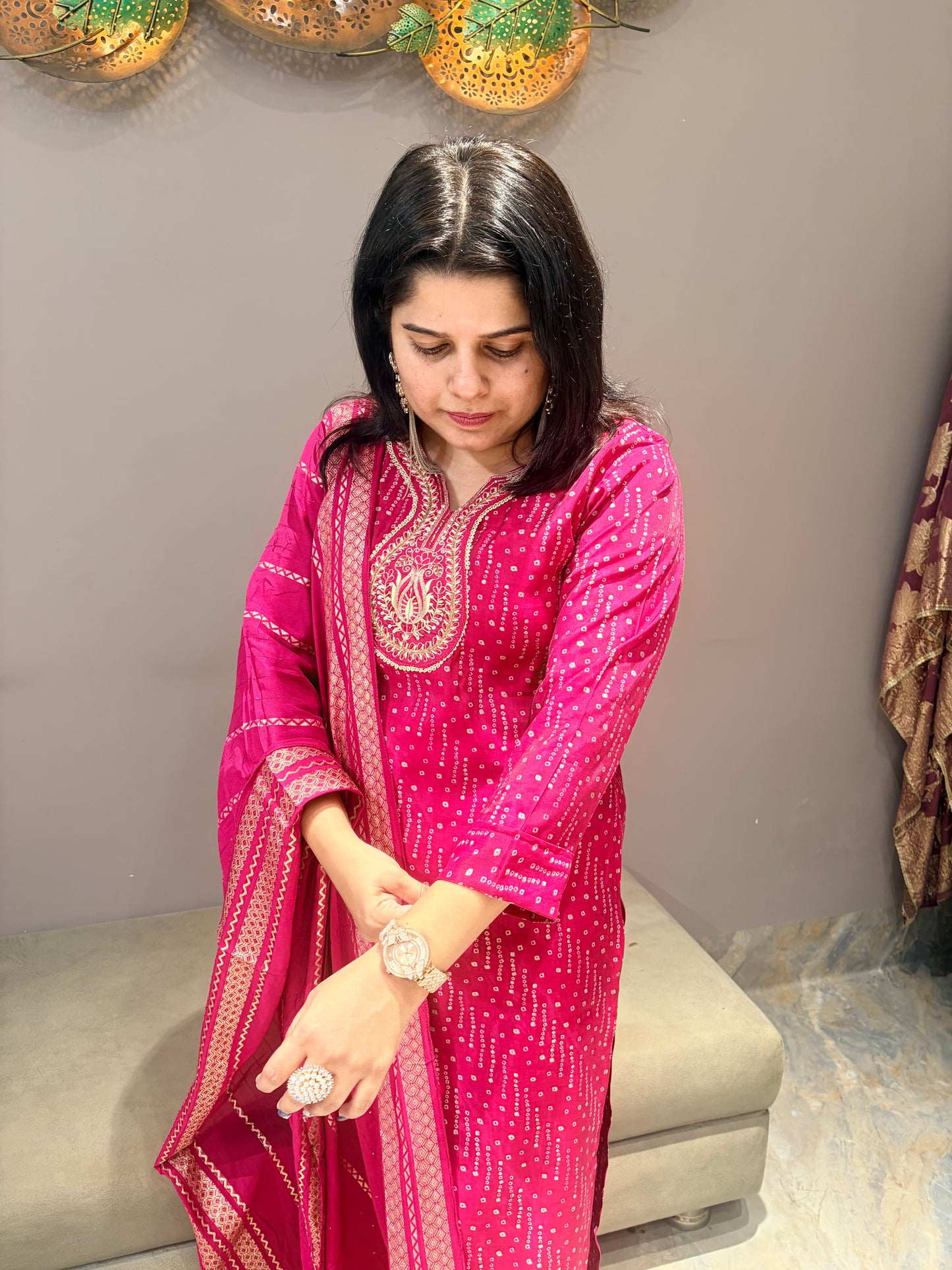 Soft Silk Premium Bandhni Designer Suit