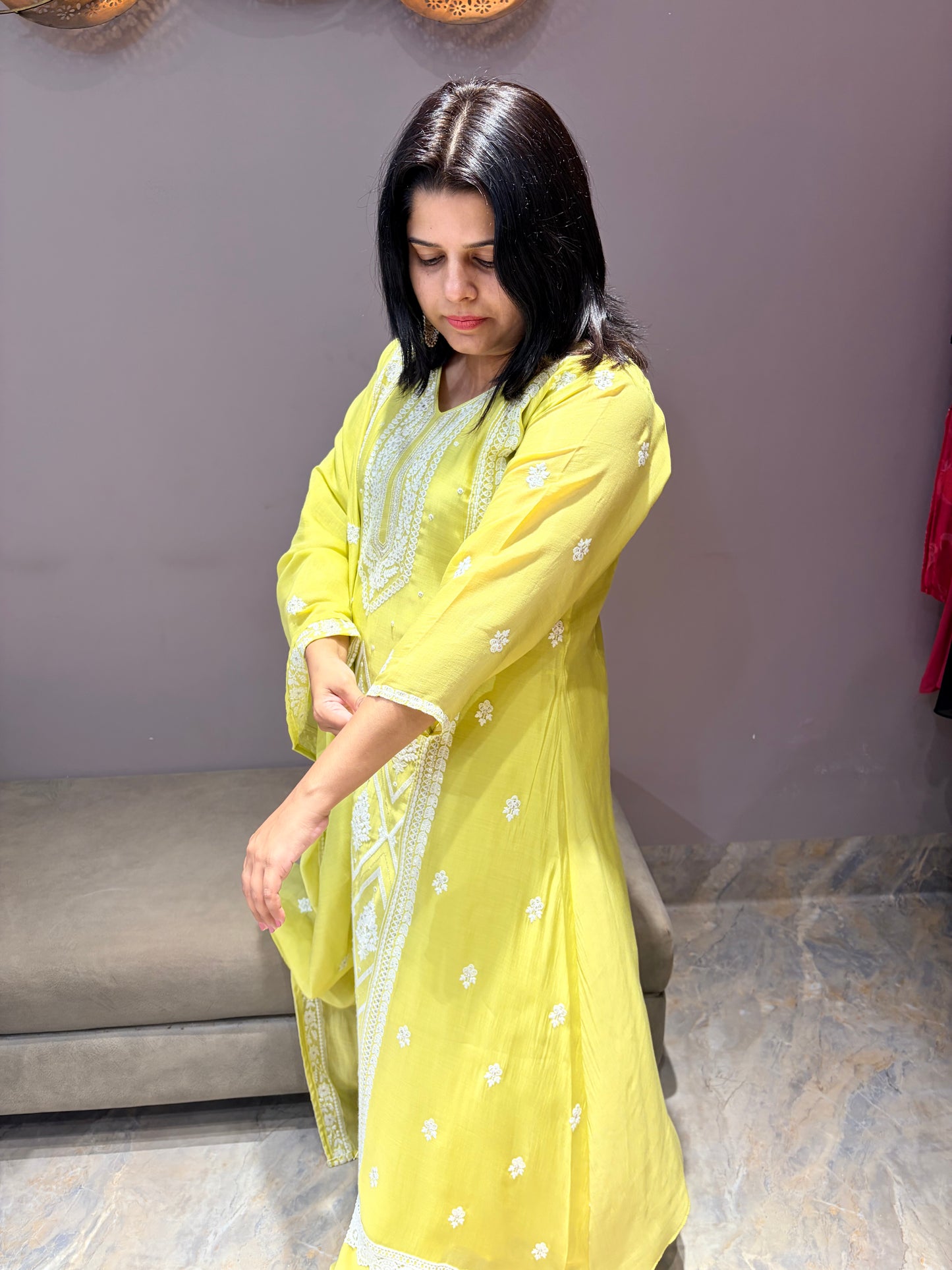 Pista Green Designer Pure Mul Lukhnowi Suit