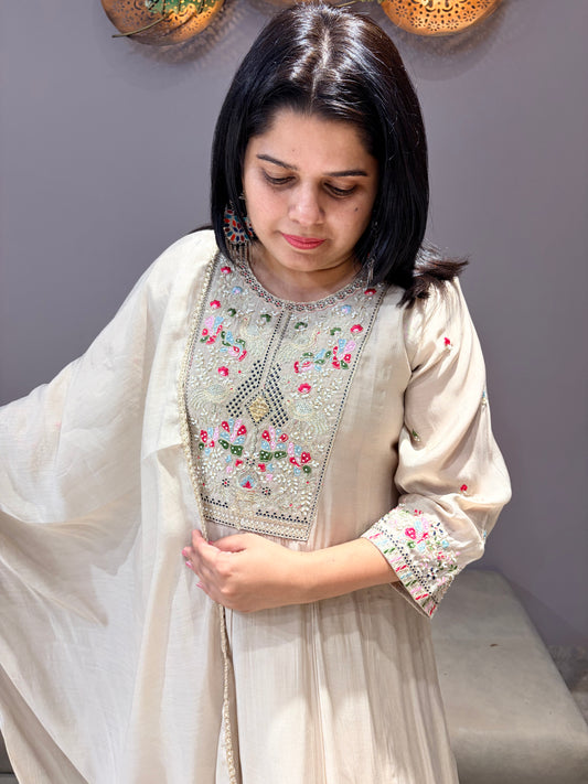Designer Pure Mull Cotton A line 3 pc Suit