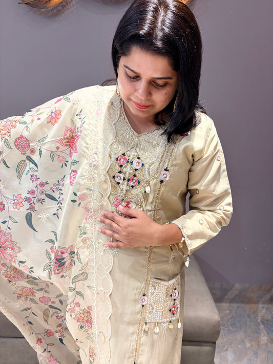 Bieze Color Pure Mul Designer 3 pc Suit With Pocket Work