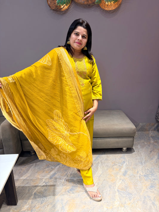 Liril Green Cotton Silk Suit With Dupata