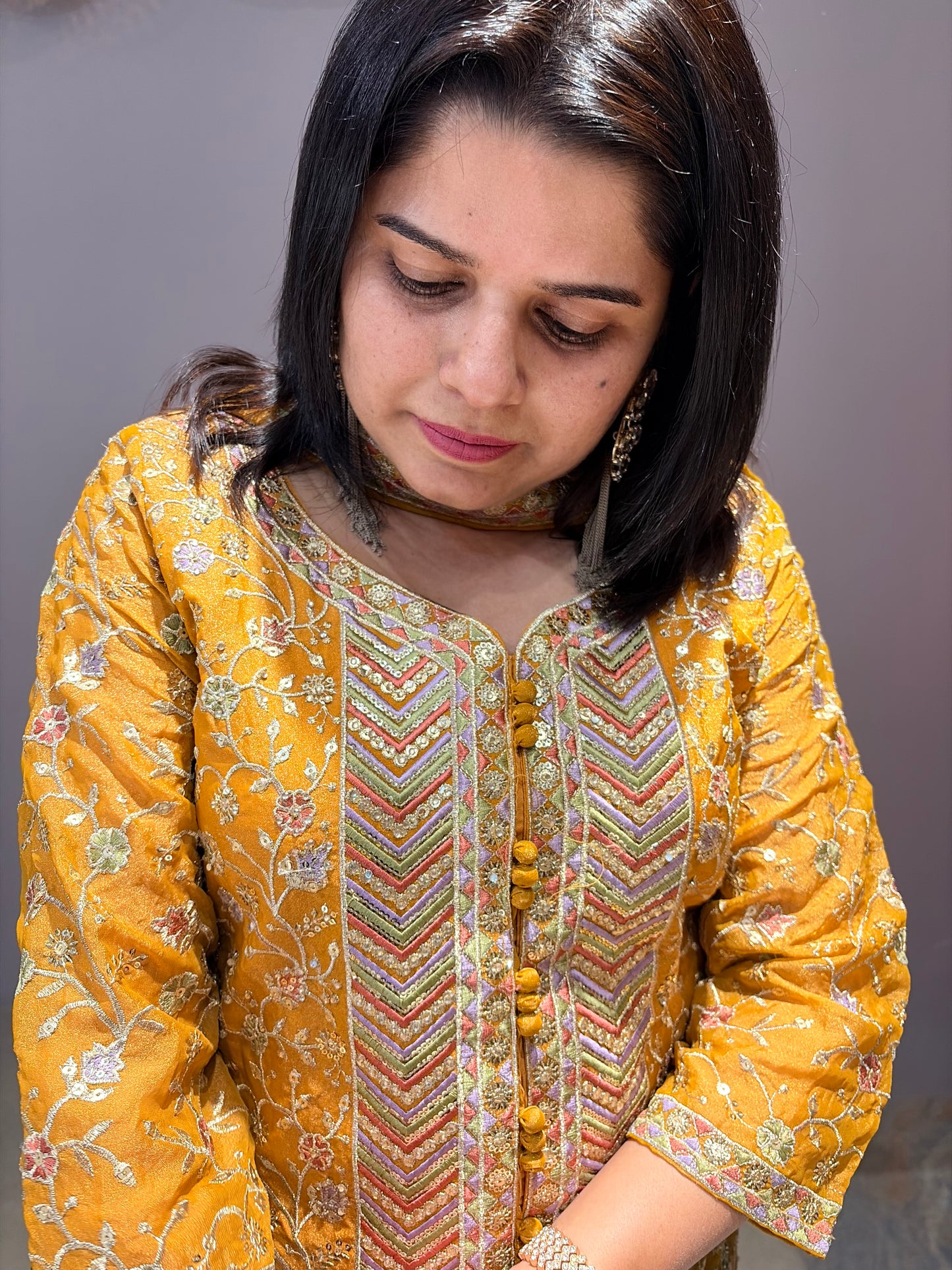 Yellow Color Blazer Cut Designer Indo Western