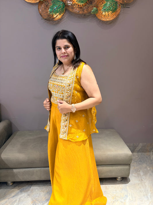Glass Tissue Yellow Gold Indo Western