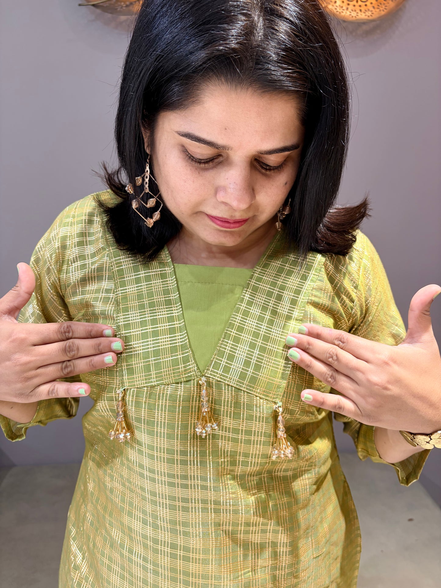 Pista Color Pure Banarasi Silk Corset