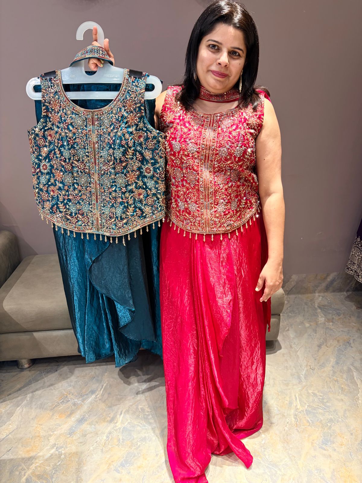 HOT PINK INDO WESTERN TULIP SKIRT
