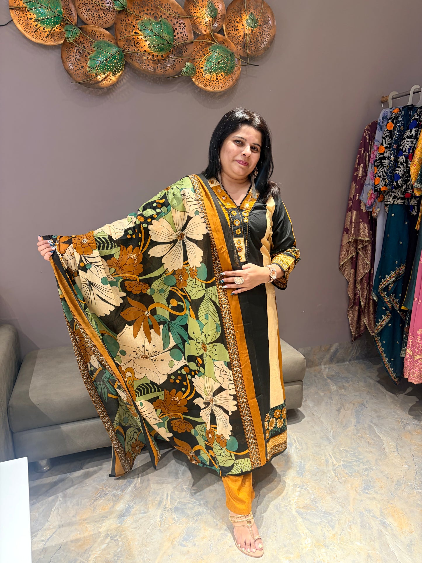 Pure Cotton Designer 3 pc Suit