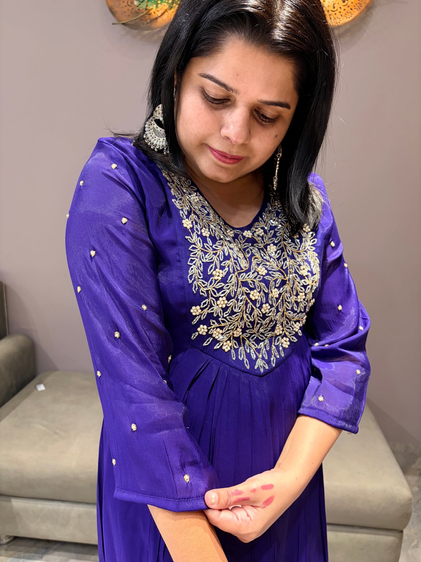 Dark Purple Trending Pure Mul Cotton Designer Suit