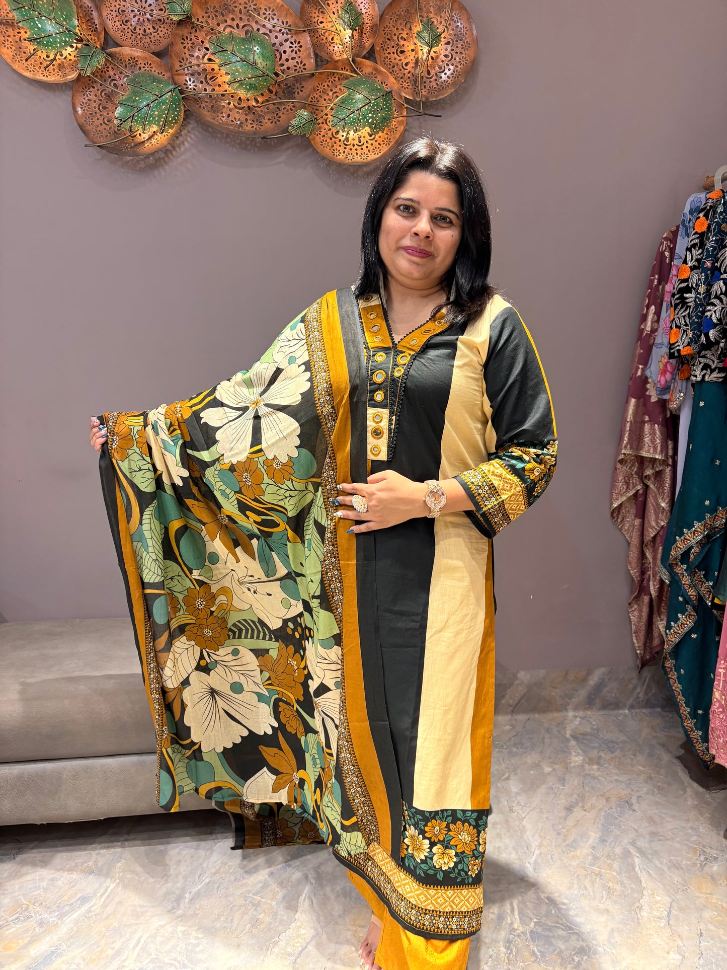 Pure Cotton Designer 3 pc Suit