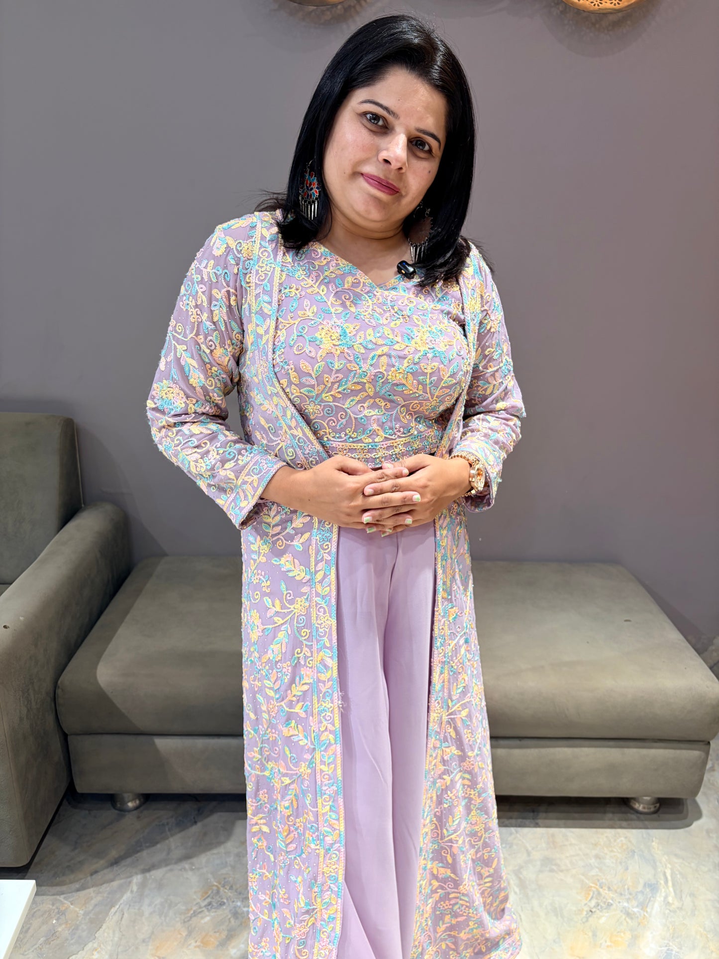 Pestal Lavender Color 3 pc Indowestern
