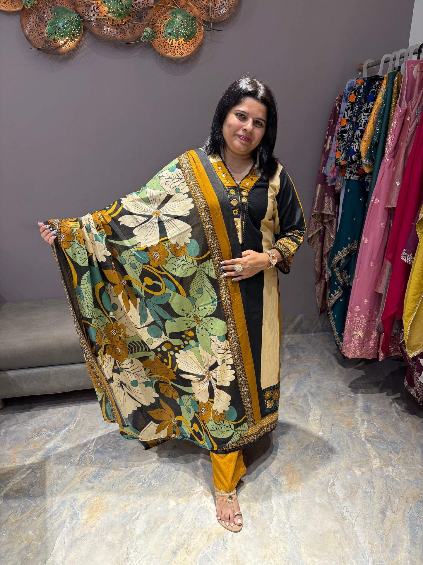 Pure Cotton Designer 3 pc Suit