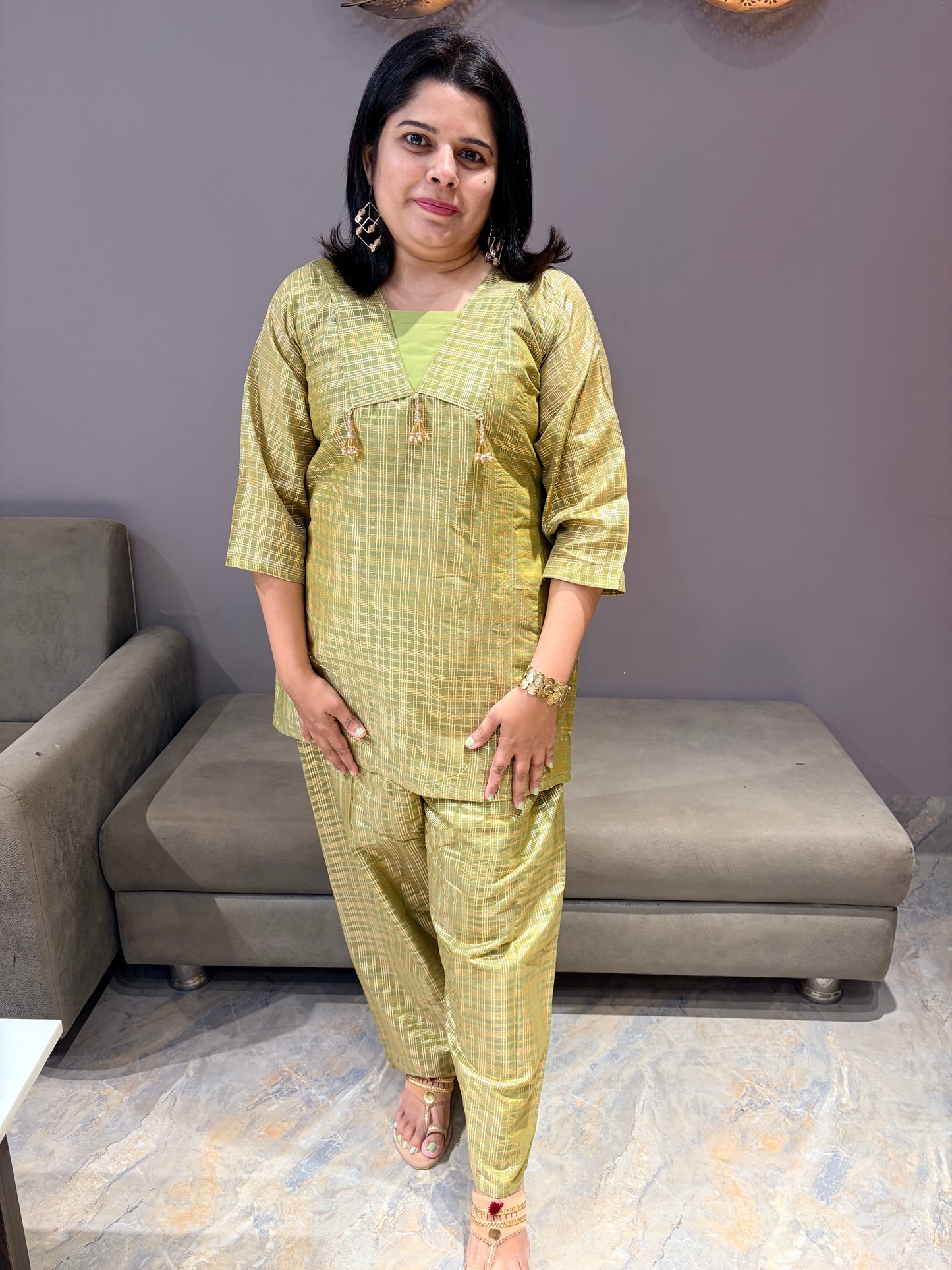 Pista Color Pure Banarasi Silk Corset