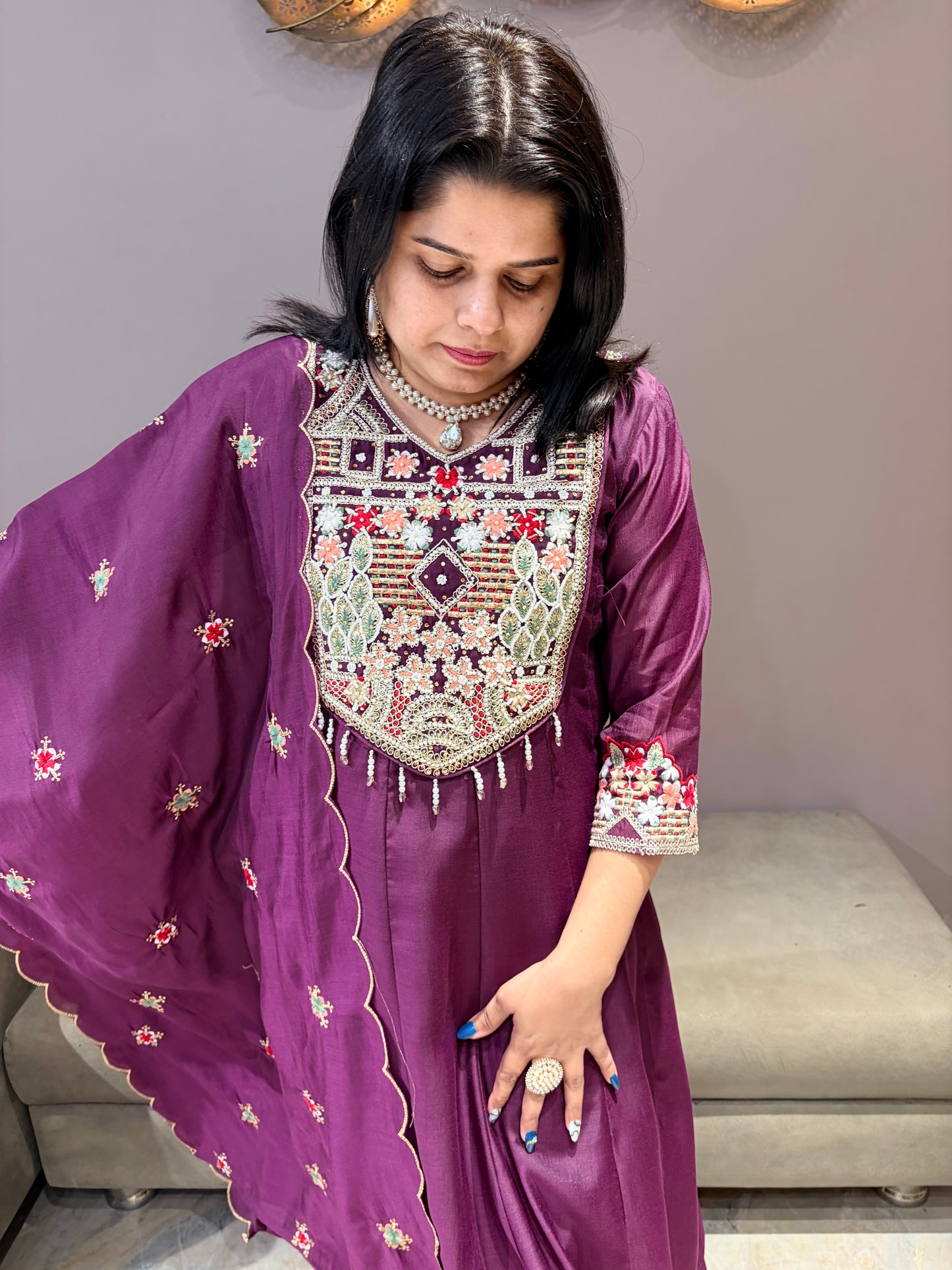 Pure Mul Wine Color Designer Suit