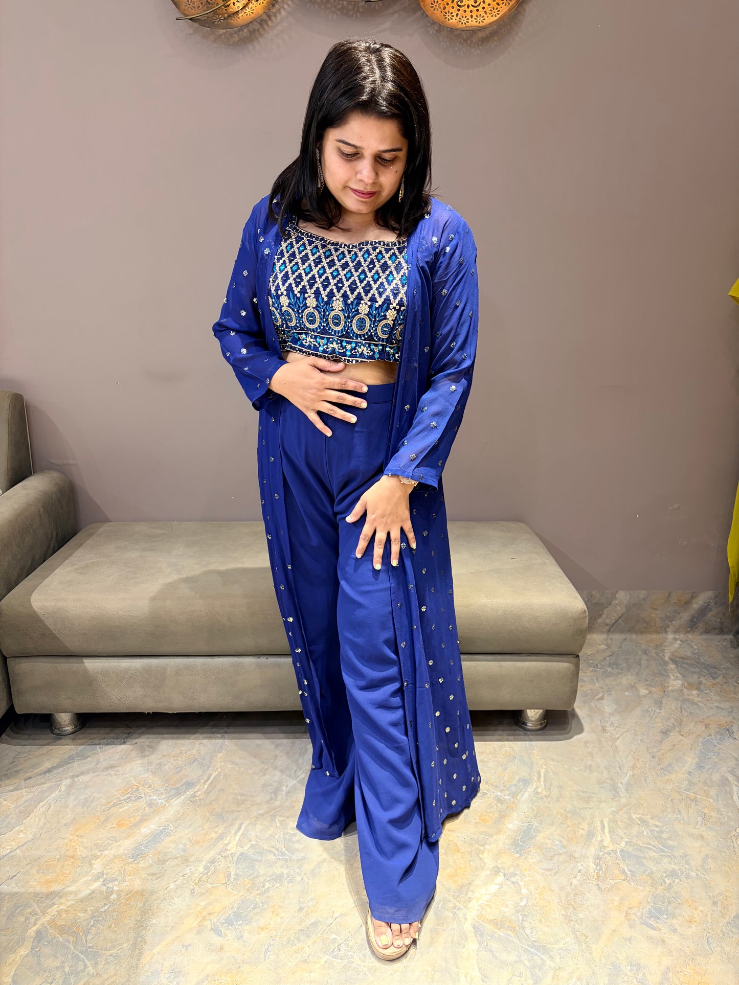 Royal Blue Indo Western 3 pc