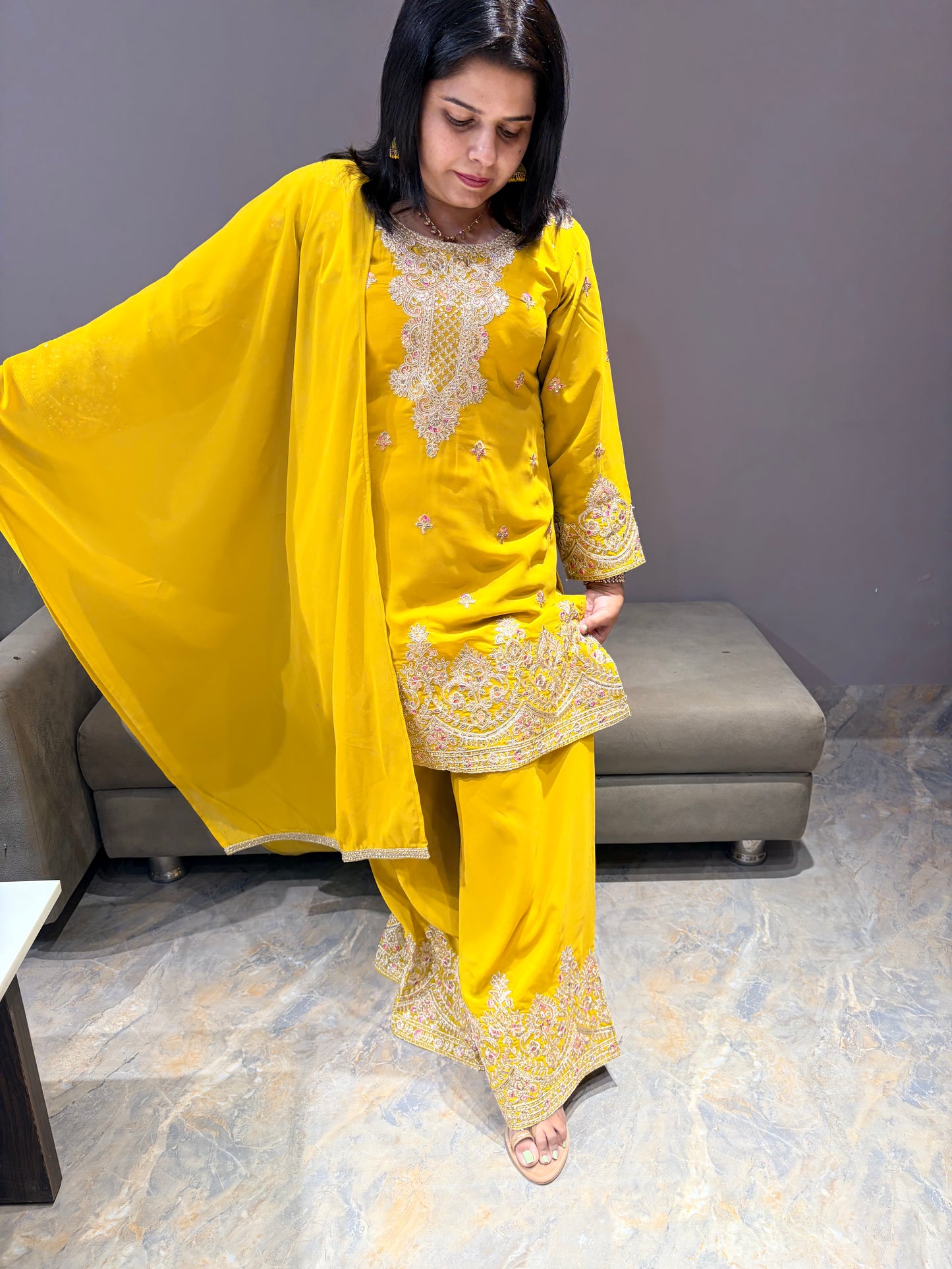 Yellow Color Designer Gharara Set