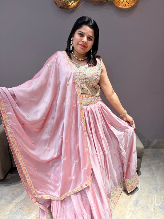 Onion Pink Heavy Work Silk Choli – Festive & Bridal Wear