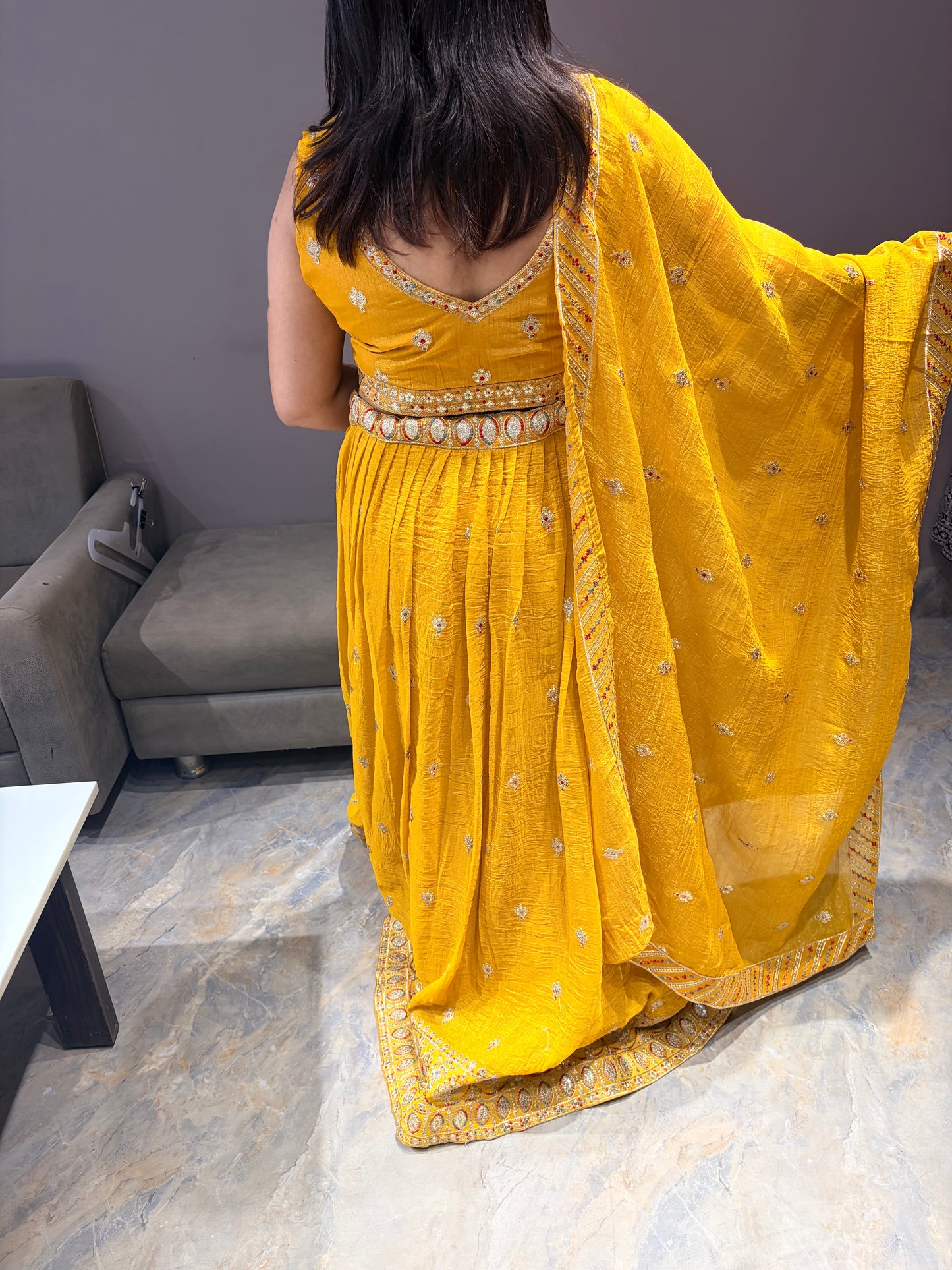 Sun Yellow Heavy Silk Choli