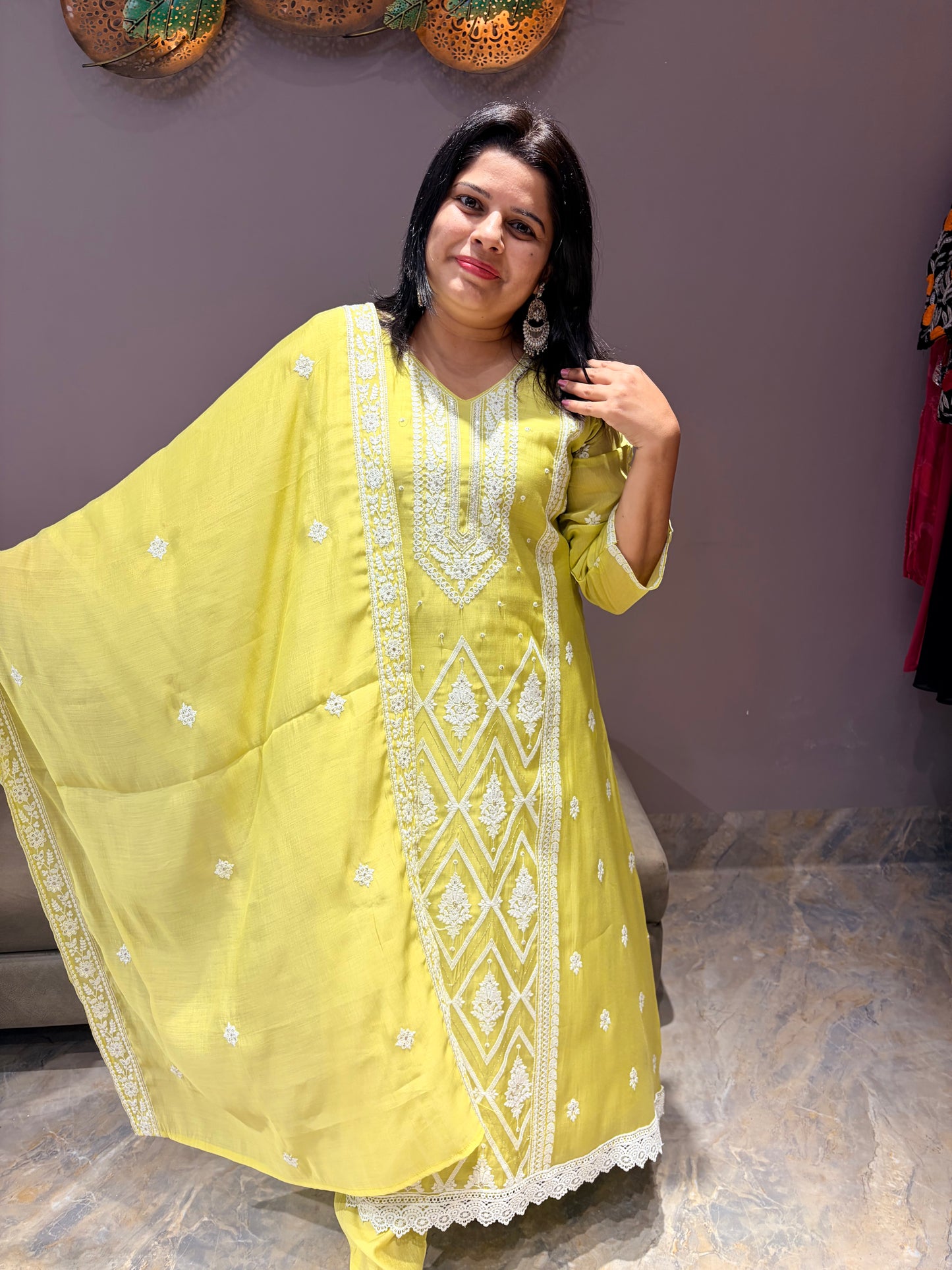 Pista Green Designer Pure Mul Lukhnowi Suit