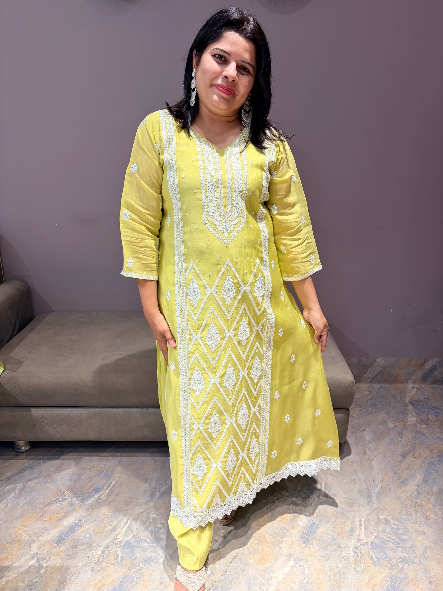 Pista Green Designer Pure Mul Lukhnowi Suit