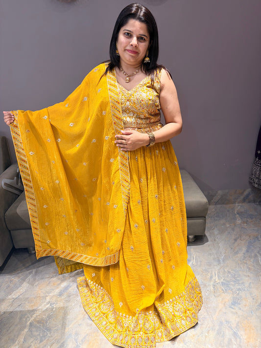Sun Yellow Heavy Silk Choli