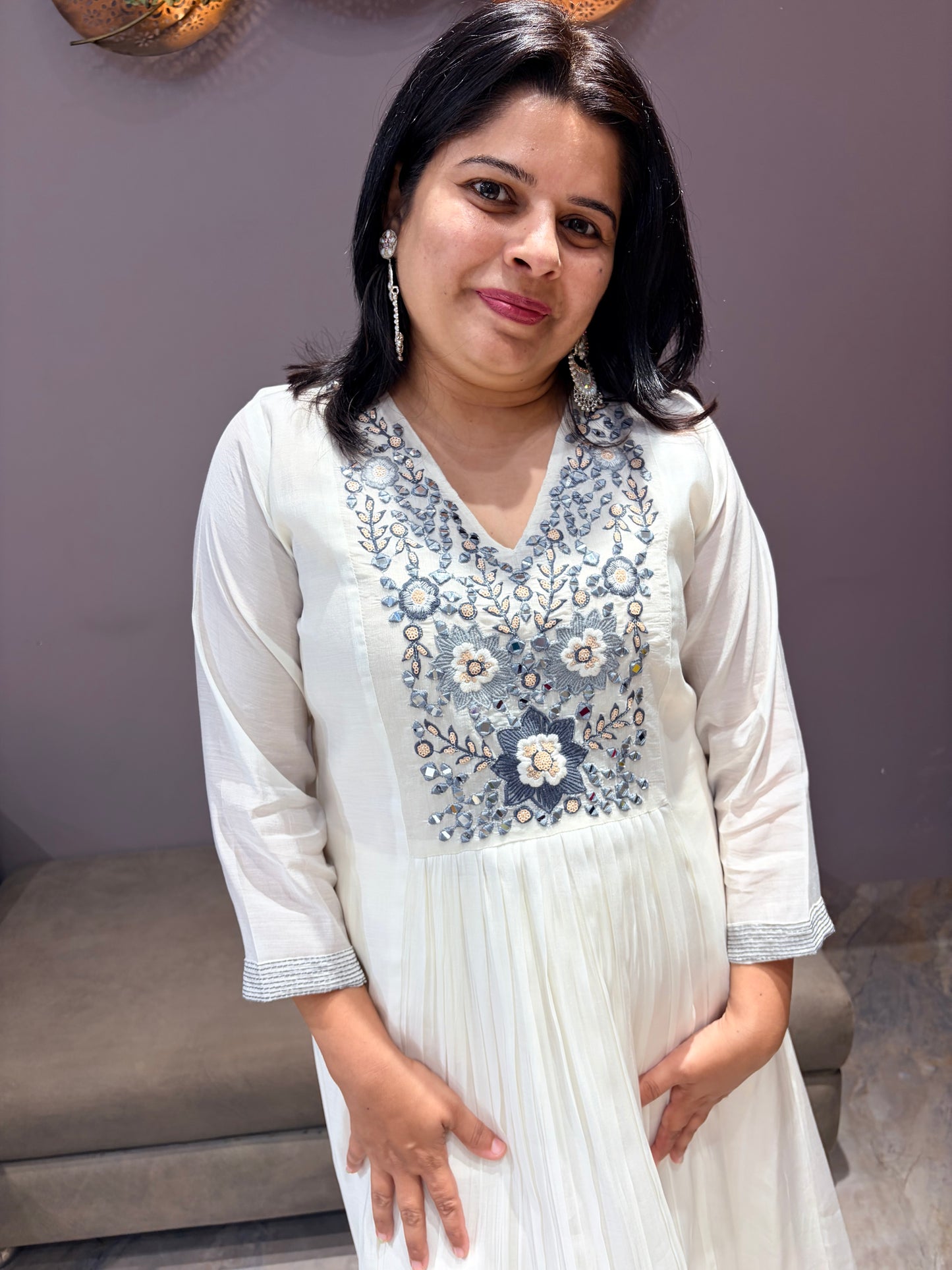 Pure White Mul Cotton Designer Suit