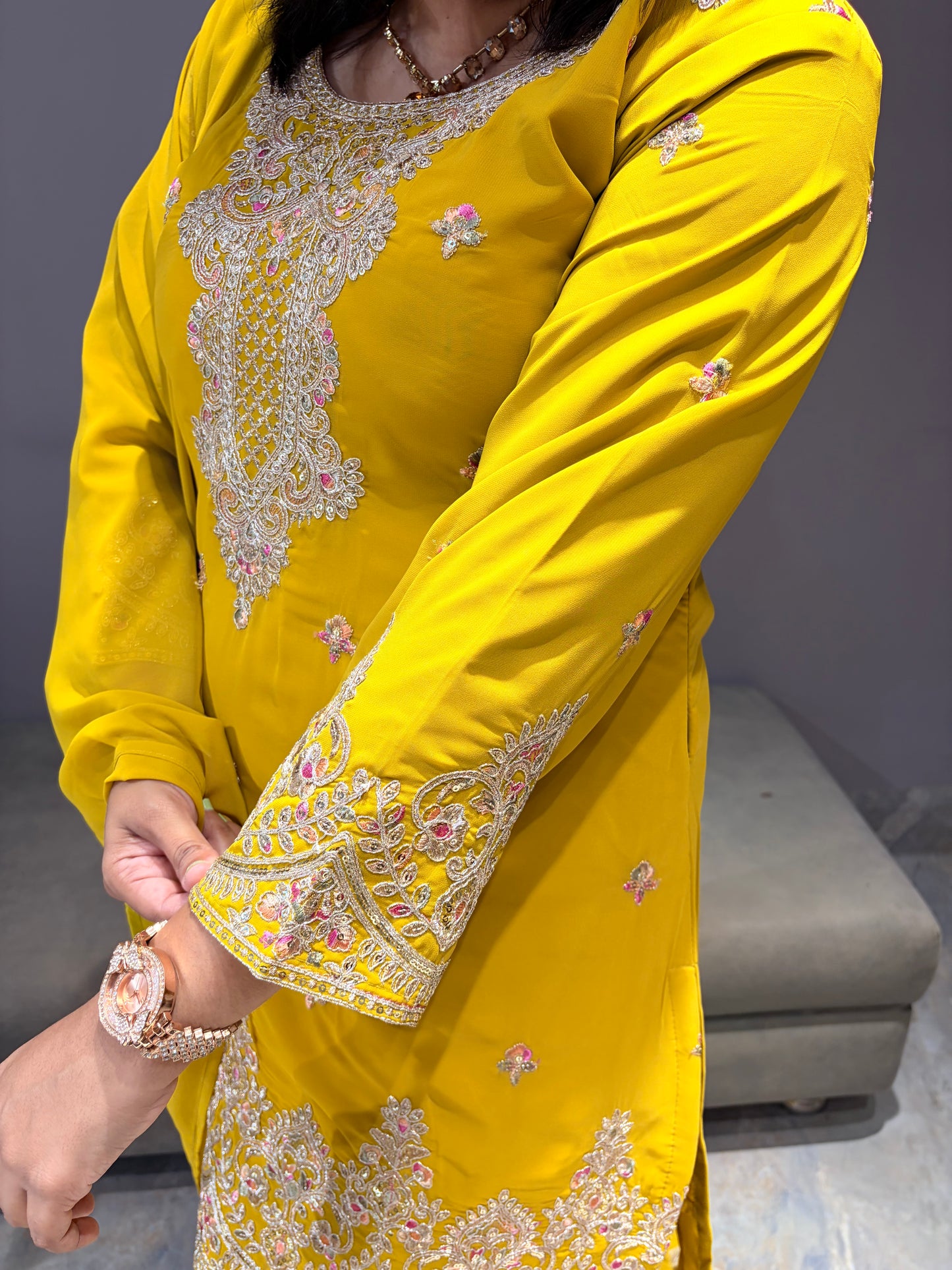 Yellow Color Designer Gharara Set