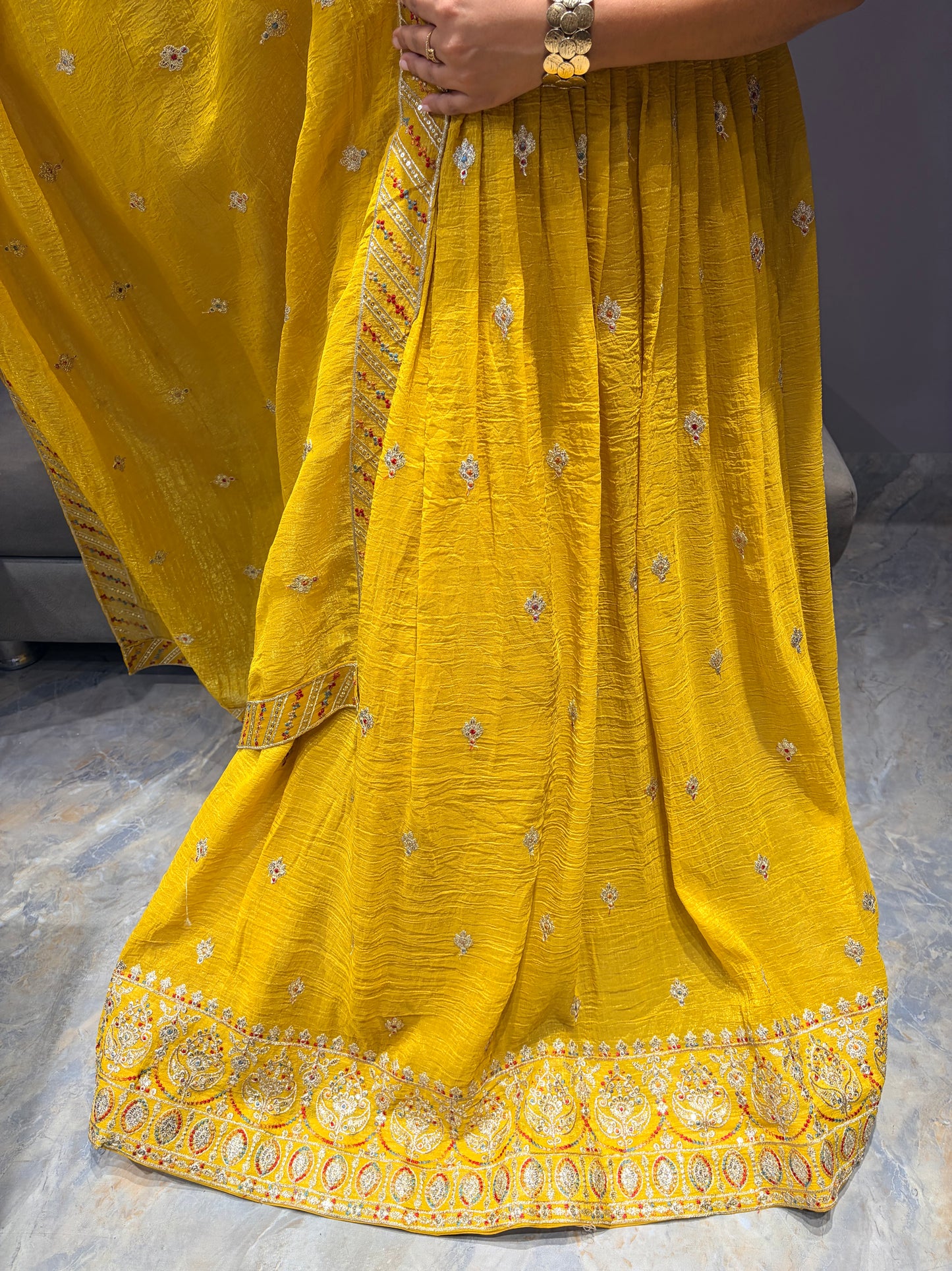Sun Yellow Heavy Silk Choli