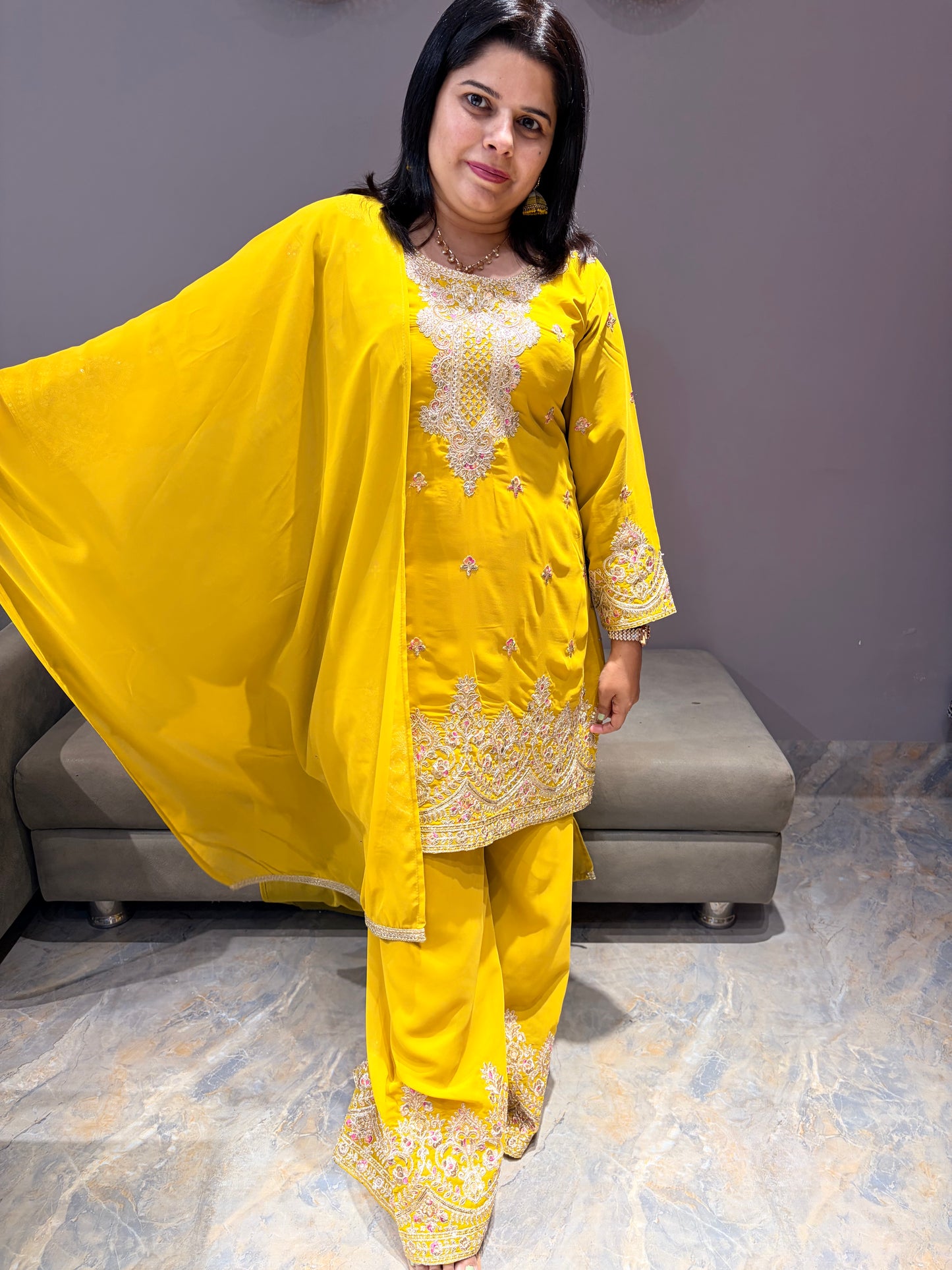 Yellow Color Designer Gharara Set