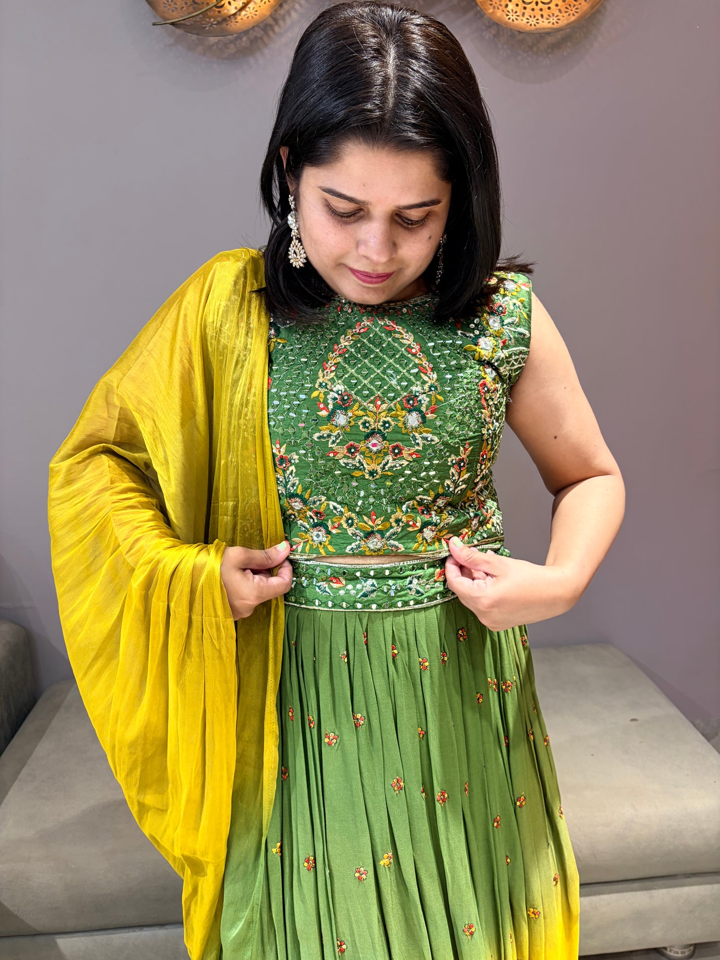 Mehndi Green Designer Lehenga Choli