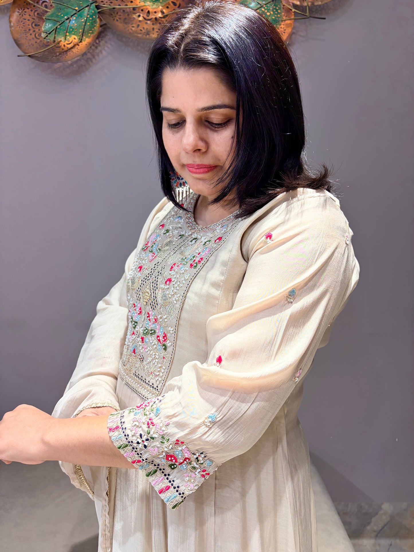Designer Pure Mull Cotton A line 3 pc Suit