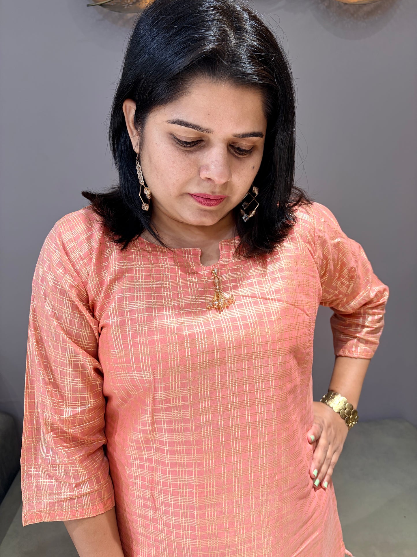 Peach Color Pure Banarasi Silk Cor set