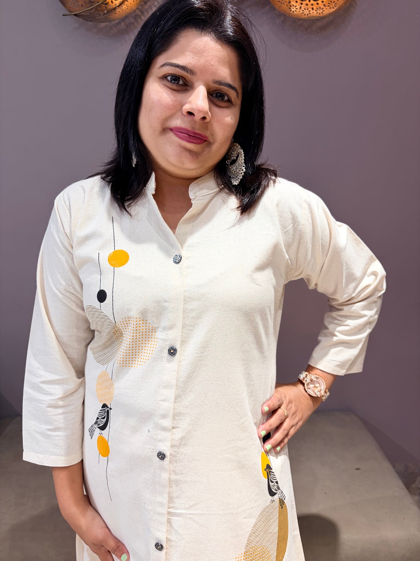 Cream Pure Khadi Cotton Designer 2 pc