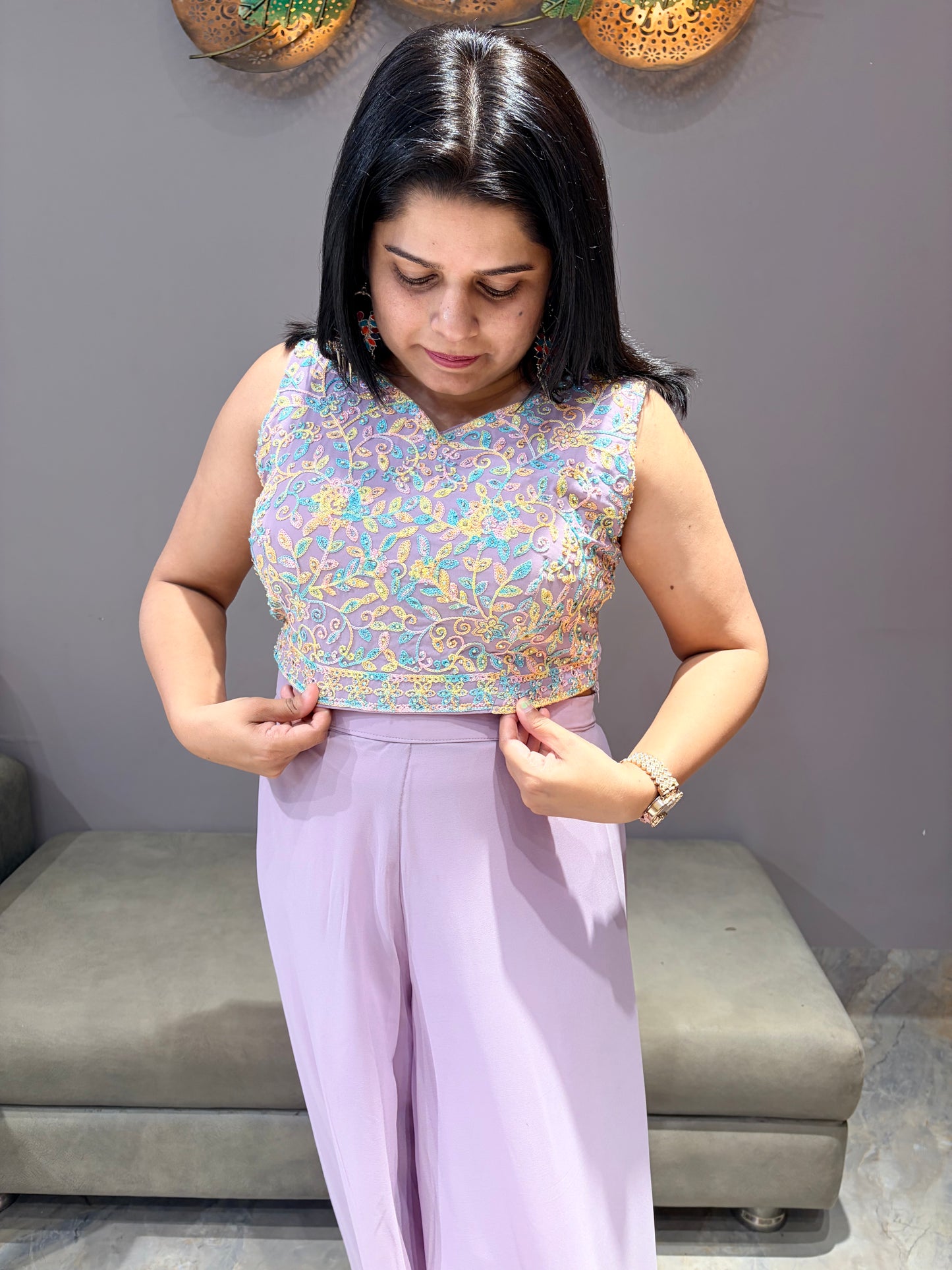 Pestal Lavender Color 3 pc Indowestern