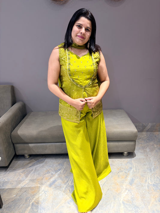 Liril Green Party Wear Indowestern