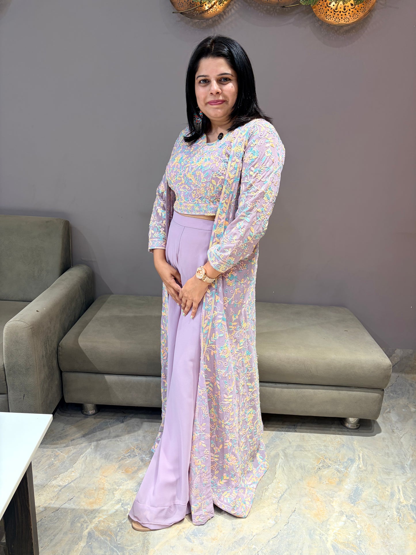 Pestal Lavender Color 3 pc Indowestern