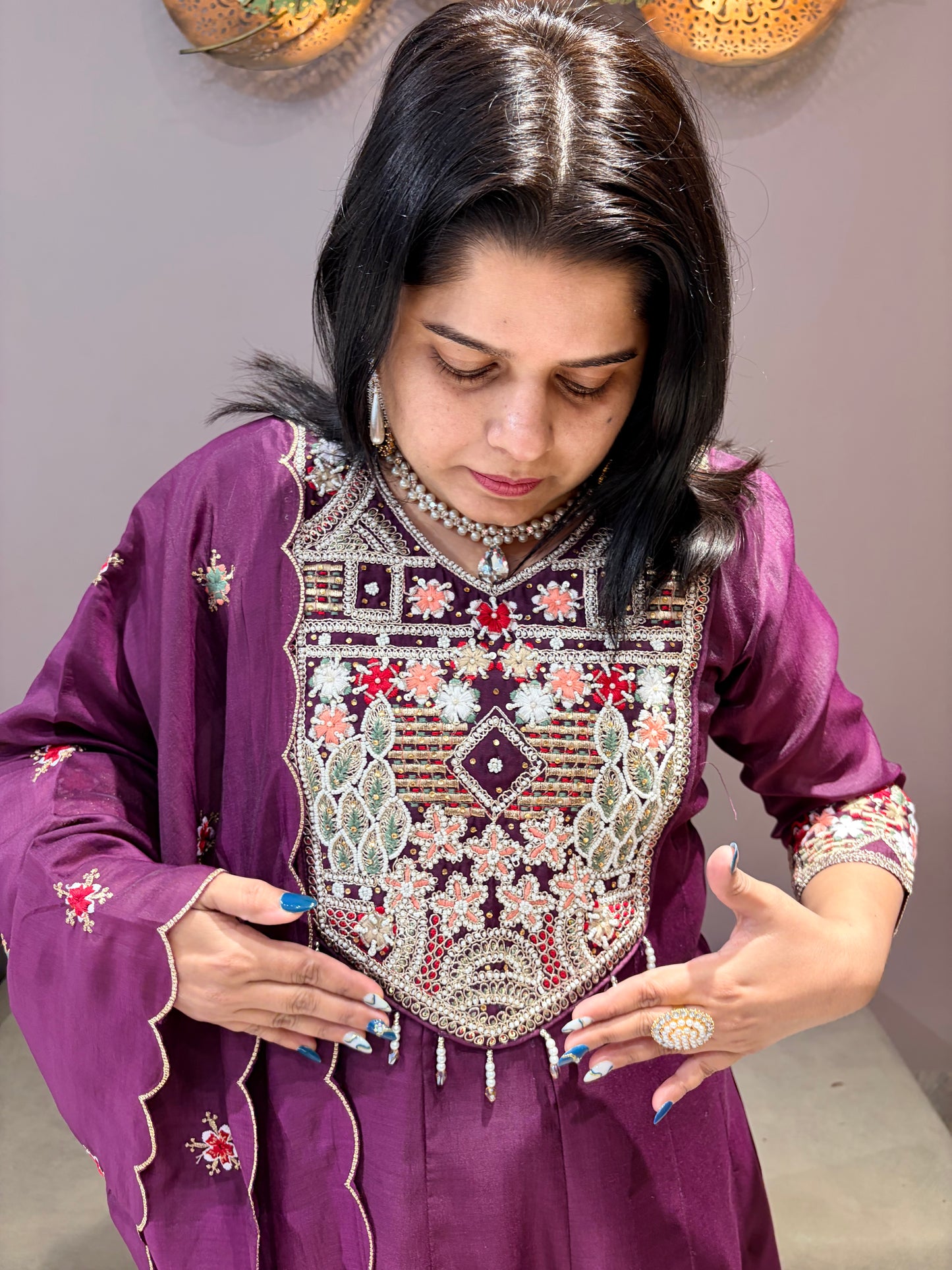 Pure Mul Wine Color Designer Suit