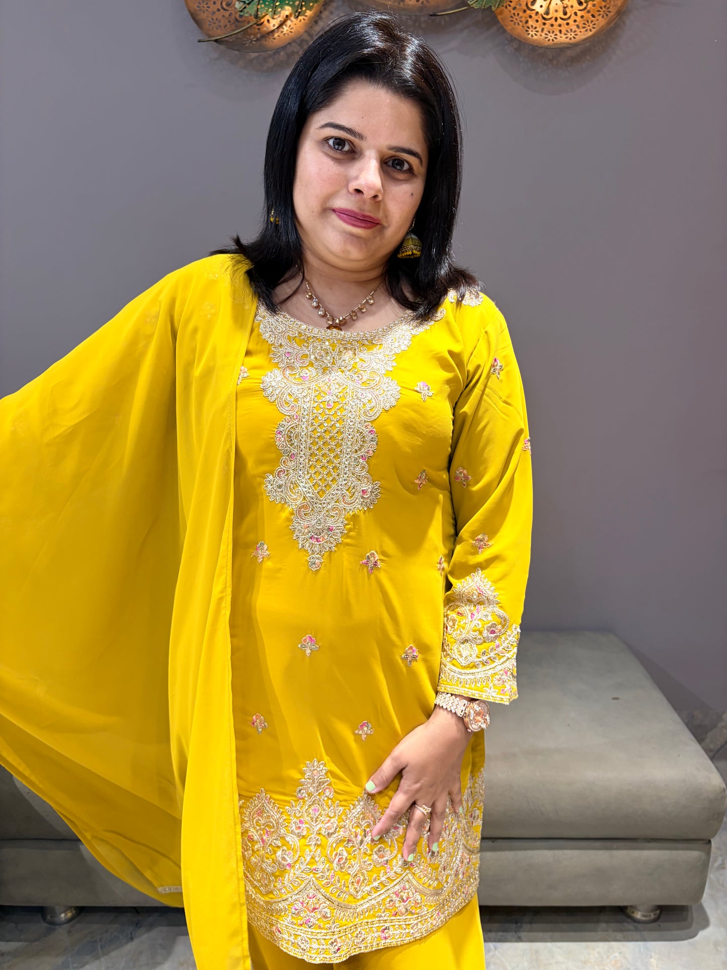 Yellow Color Designer Gharara Set
