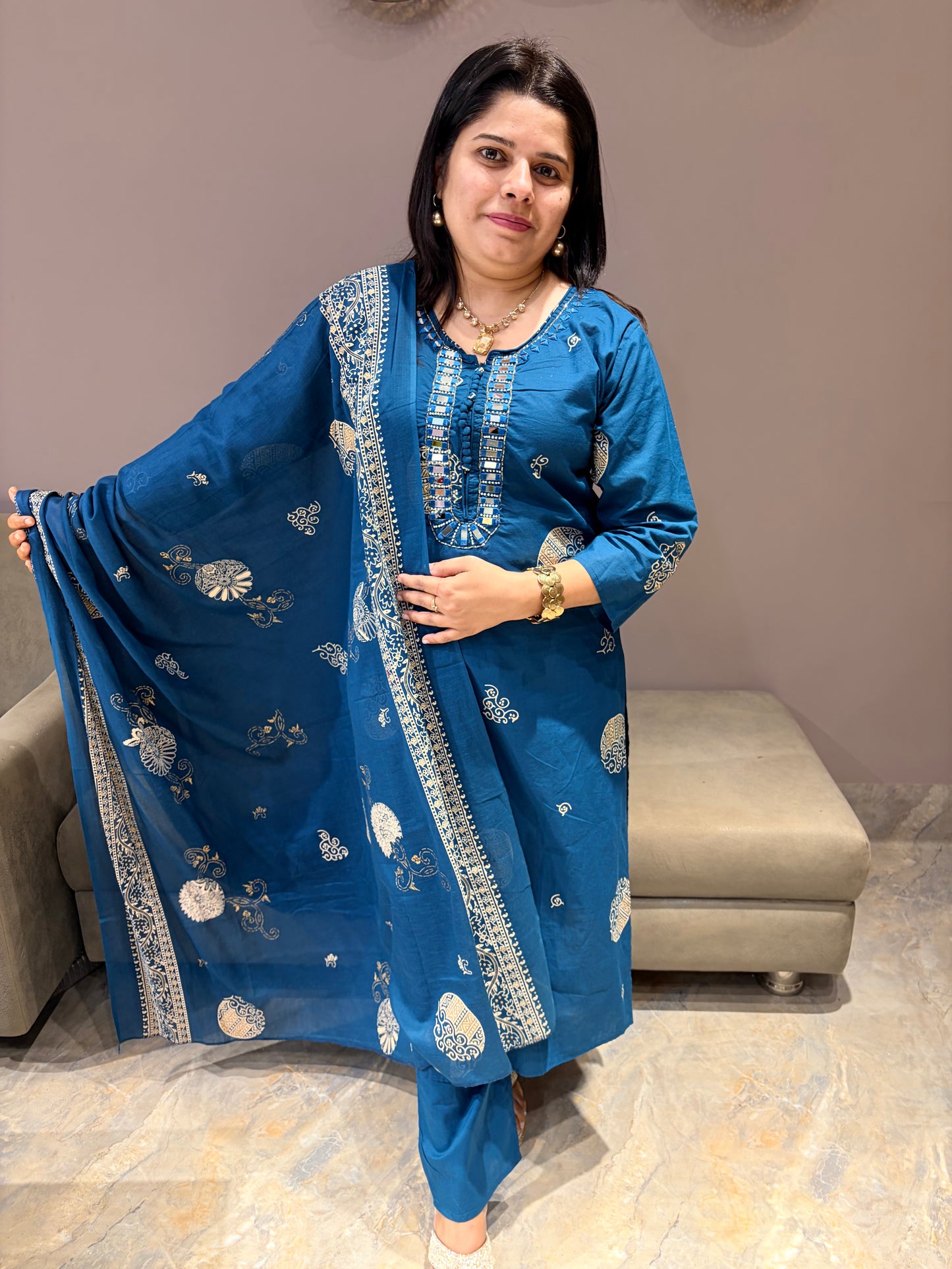 Royal Blue Elegant Pure Cotton Suit