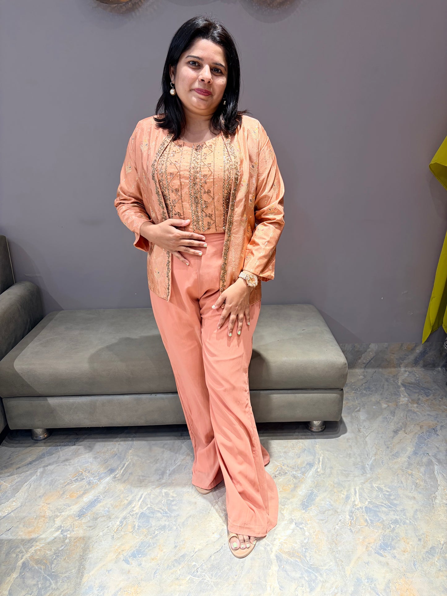 Jacquard Silk 3 pc Designer Indo western