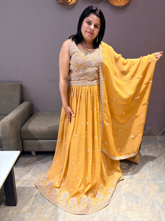 Yellow Pestal Designer Work Choli