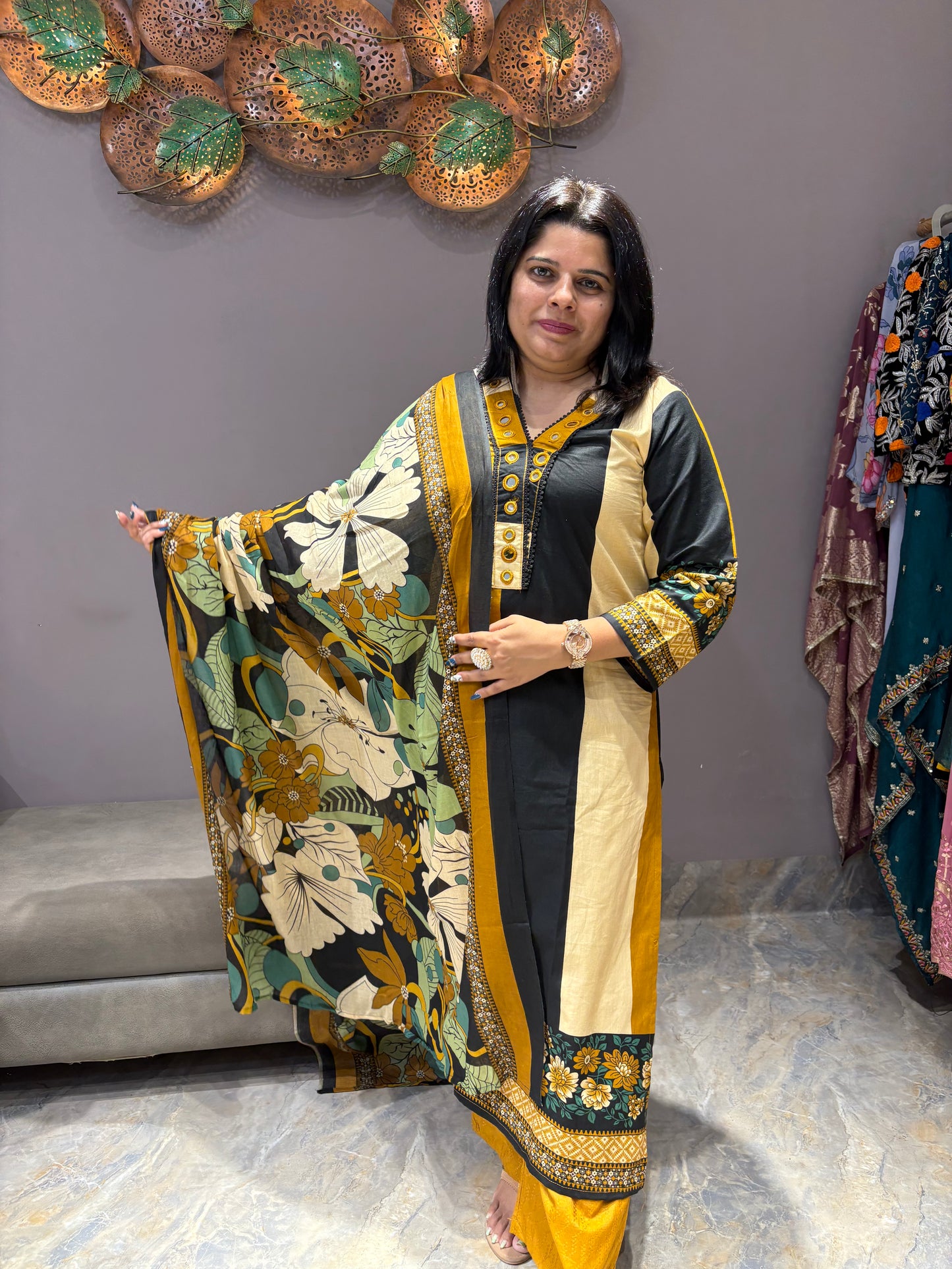 Pure Cotton Designer 3 pc Suit