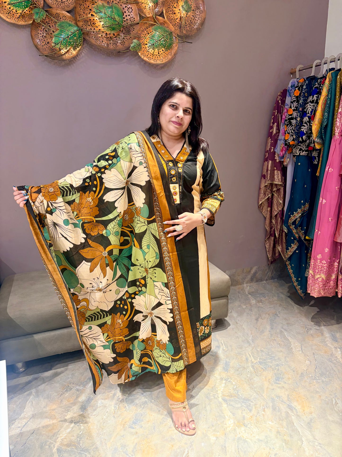 Pure Cotton Designer 3 pc Suit