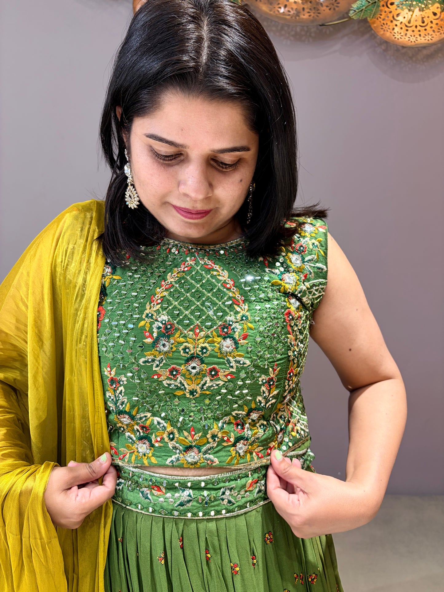 Mehndi Green Designer Lehenga Choli