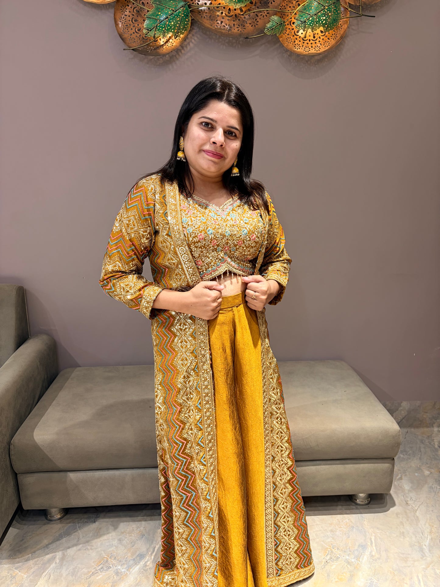 Yellow Gold Long Jacket Indo-Western