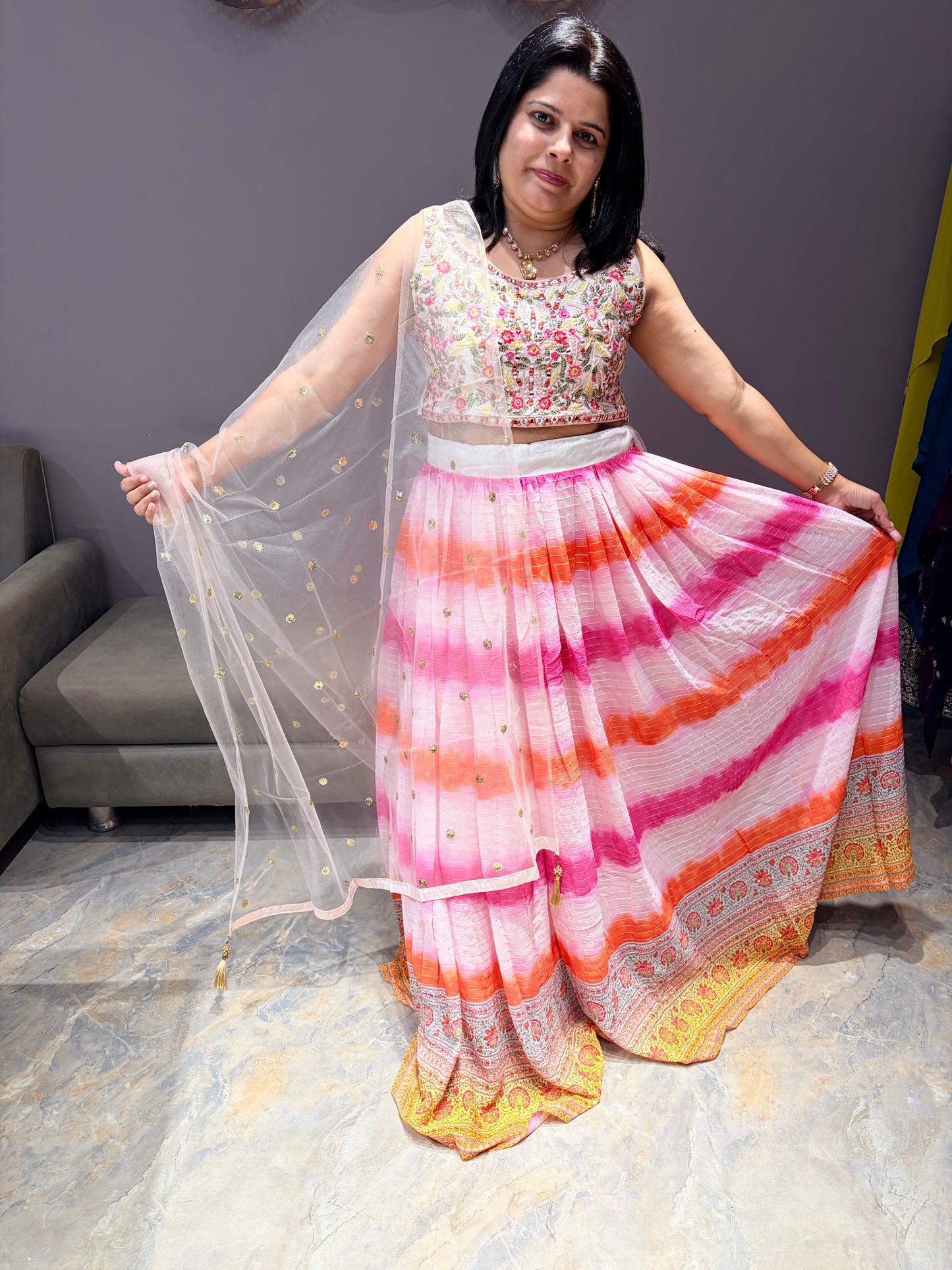 Pink Tye N Dye Designer Choli