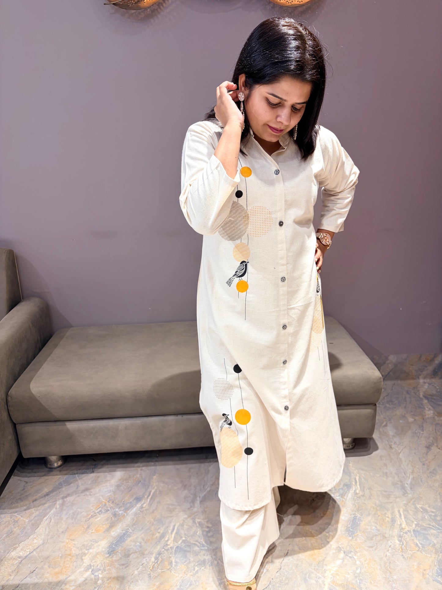 Cream Pure Khadi Cotton Designer 2 pc