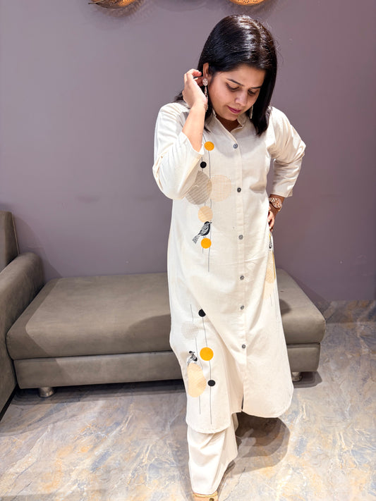 Cream Pure Khadi Cotton Designer 2 pc